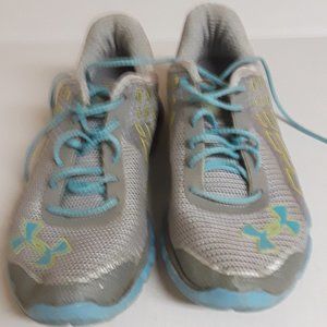 Under Armour gray and turquoise sneakers
